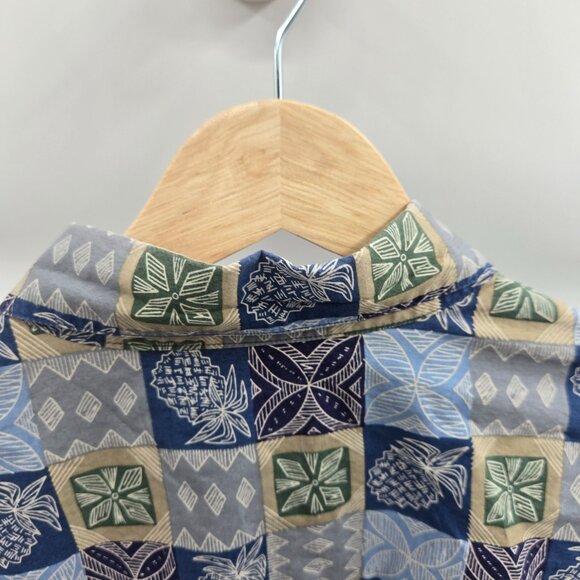 Cooke Street Blue Green Aloha Pineapple 100% Cotton Button Down Shirt Large - Picture 8 of 11